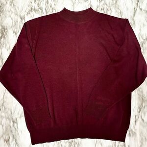 Retro 90’s Henri Valdise Burgundy Mock Neck Sweater Sz XL Soft Cozy Oversized